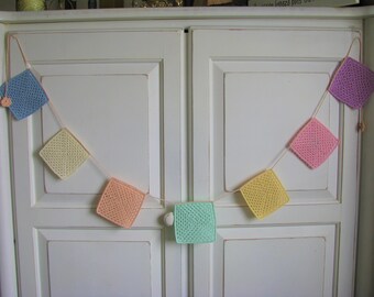 Multicolor Granny Square Crochet Garland \\ Easter Garland \\ Nursery Garland \\ Wall Decor \\ Pastel Colors Garland \\ Child Room Decor