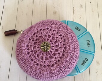 Sweet Remedy Crochet Pill Case II in Light Purple / Crochet Pills Organizer/ Pill Case/ Handmade Crochet/ Ready to Ship