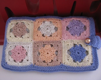 Best Buddy Cell Phone Crochet Pouch II in Tiny MULTICOLOUR Granny Squares \\ Fully Lined \\ Phone Cozy \\ Phone Case