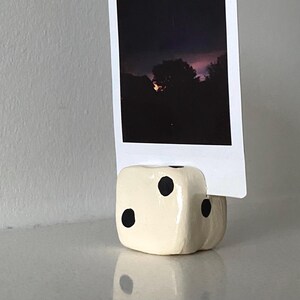 Dice Home Decor Clay Photo Holder - Cute Photo Stand for Polaroids and Cards - Fun and Unique Aesthetic Decor Gift - Photo Card - Handmade