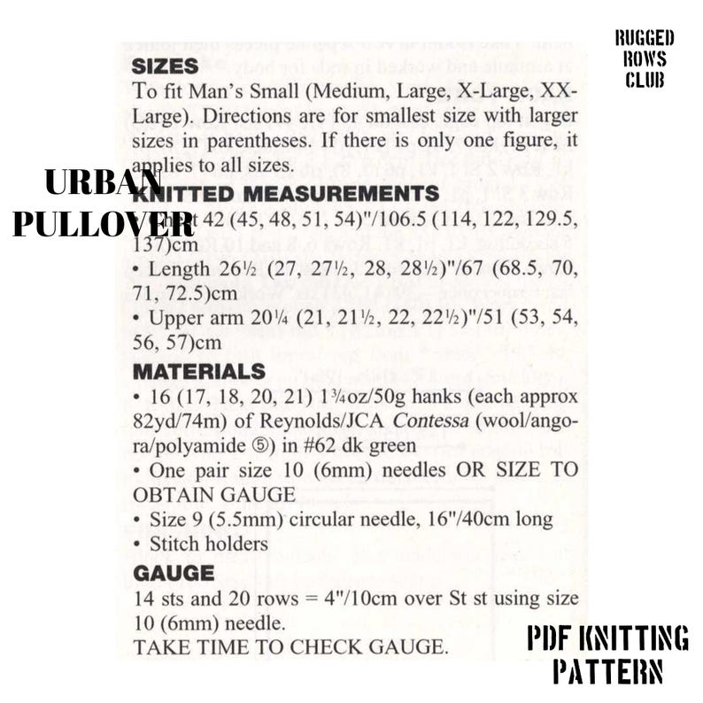 Urban Mens Pullover Knitting Pattern PDF | Bulky Sweater Diamonds ...