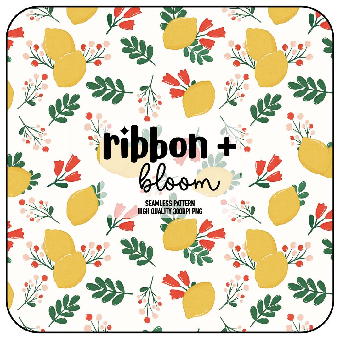 Lemon & Floral Seamless Pattern - Digital Download for Summer Sewing ...