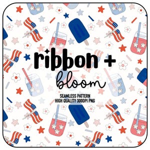 Patriotic Popsicle Seamless Pattern - 12&quot;x12&quot; Digital Download | July 4th Crafts | Summer Sublimation Projects | Independence Day | USA