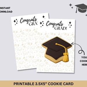 Carte à biscuits de remise des diplômes imprimable - étiquette cadeau félicitations pour diplômé - téléchargement immédiat