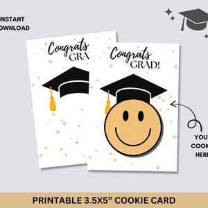 Carte à biscuits de remise des diplômes imprimable - étiquette cadeau félicitations pour diplômé - téléchargement immédiat