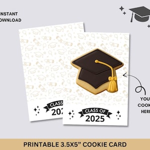 Carte à biscuits de remise des diplômes imprimable - étiquette cadeau félicitations pour les diplômés - téléchargement immédiat - carte à biscuits
