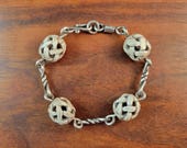 Sterling Silver Twisted Link & Carved Bone Beads