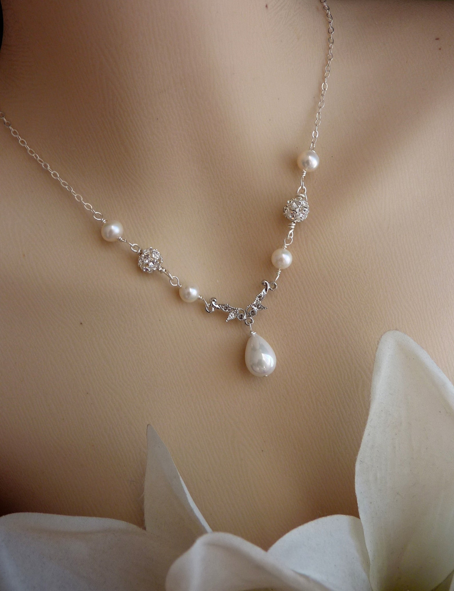 SIMPLICITY Big White Tear Drop Shell Pearl Sterling Silver - Etsy