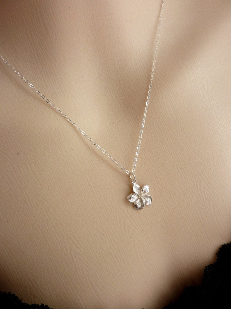 Simple Sterling Silver Frangipani Flower Necklace in Sterling Etsy
