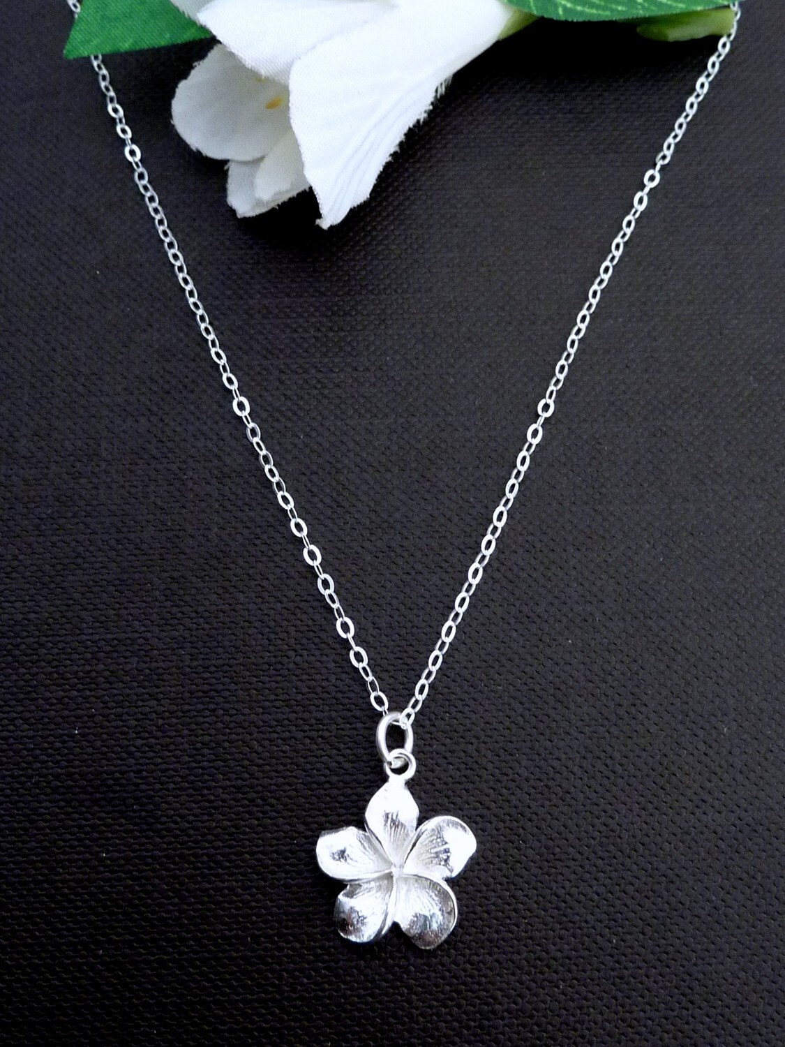 Simple Sterling Silver Frangipani Flower Necklace in Sterling Etsy