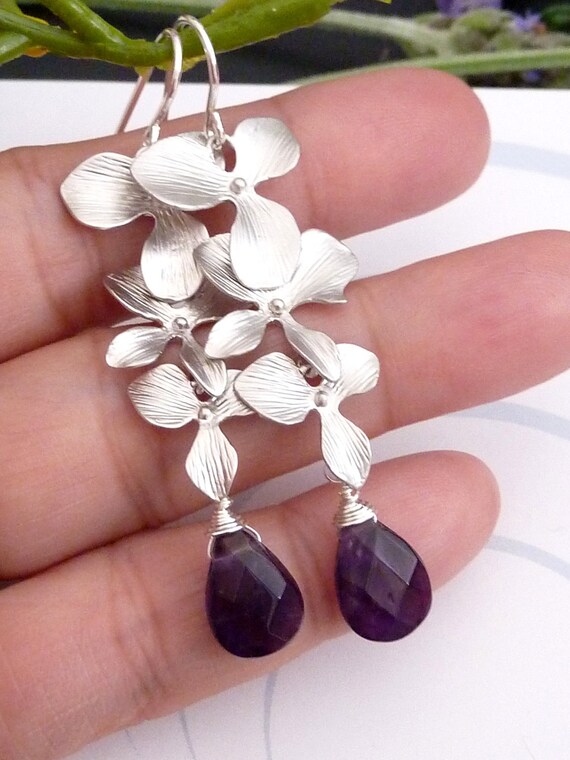 Items similar to Custom Stone - Dark Purple Amethyst, Triple Orchid ...