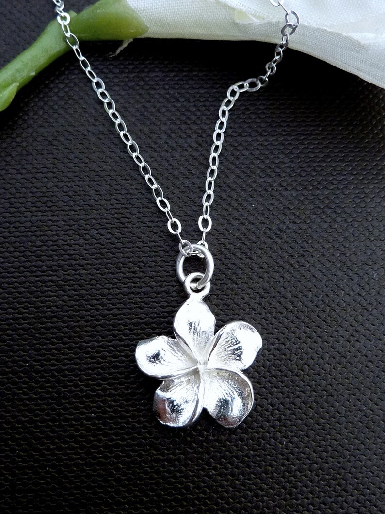 Simple Sterling Silver Frangipani Flower Necklace in Sterling Etsy