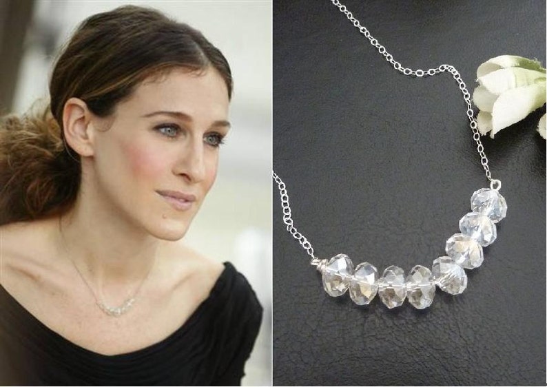 CARRIE BRADSHAW Inspired Necklace- Mystic Crystal Necklace in Sterling Silv...