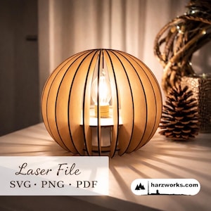 Lámpara de madera con archivo láser SVG | Lámpara esférica DIY | Material de 3 mm | Lámpara cortada con láser | Lámpara DIY