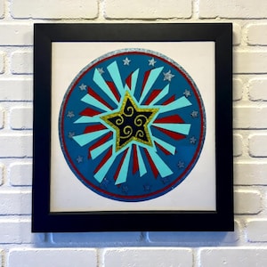 Fireworks Shadow Box: Layered Paper Art - Black Frame Decor