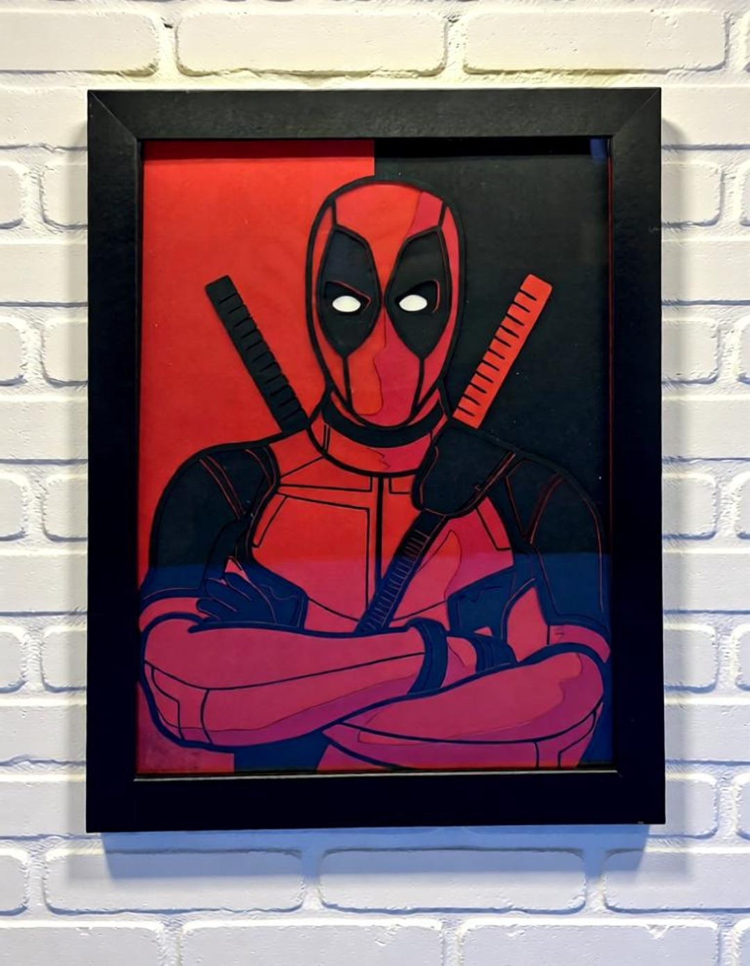 Deadpool Photo Frame Note Deadpool Wall Hanging: 3D Layered Paper Art - Black Frame - Etsy