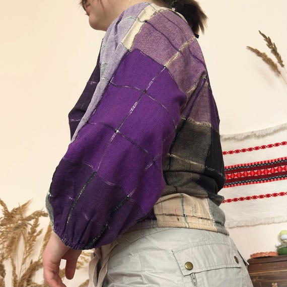 Vintage Patchwork Long Sleeve Top – Statement Han… - image 2