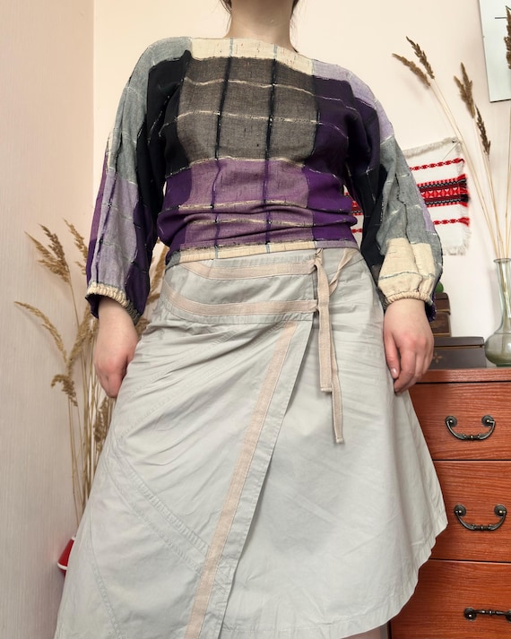 Vintage Patchwork Long Sleeve Top – Statement Han… - image 5