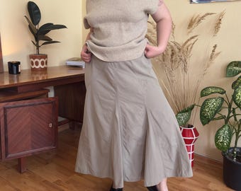Falda larga vintage beige estilo A — Estilo minimalista Y2K de los 90 (XL)