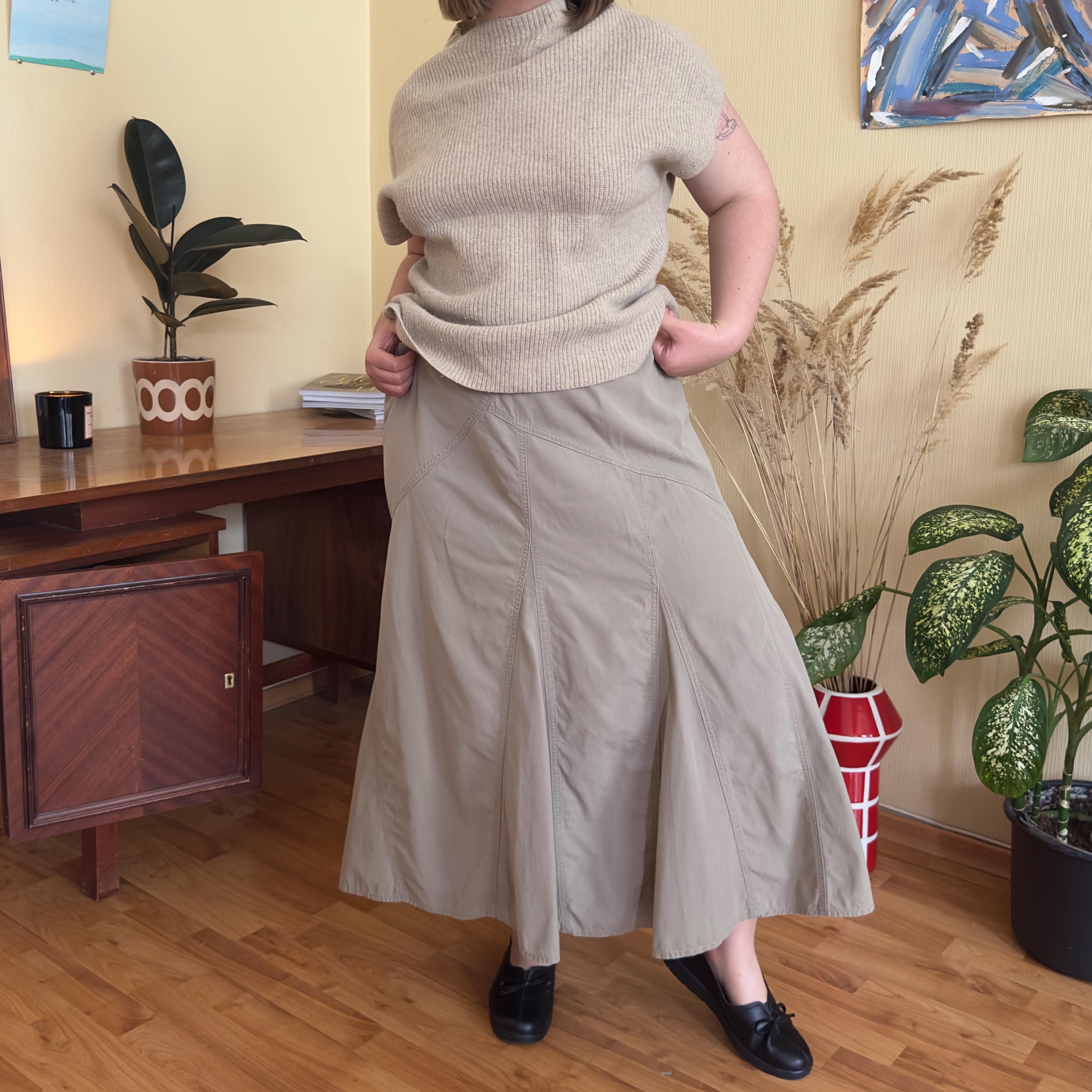 Vintage Beige A-line Maxi Skirt — Y2K 90s Minimalist Style (XL) - Etsy