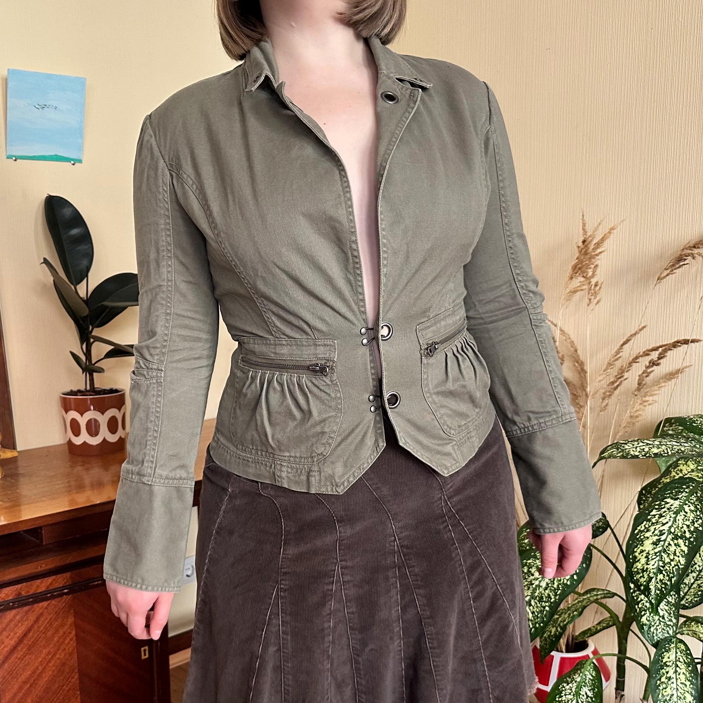 Vintage Y2K Utility Jacket Size M — Grunge Cargo Military Style