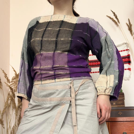 Vintage Patchwork Long Sleeve Top – Statement Han… - image 3