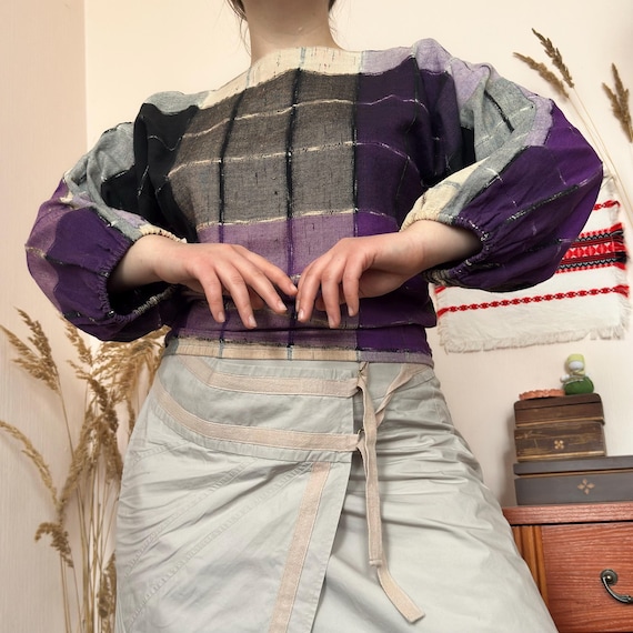 Vintage Patchwork Long Sleeve Top – Statement Han… - image 4