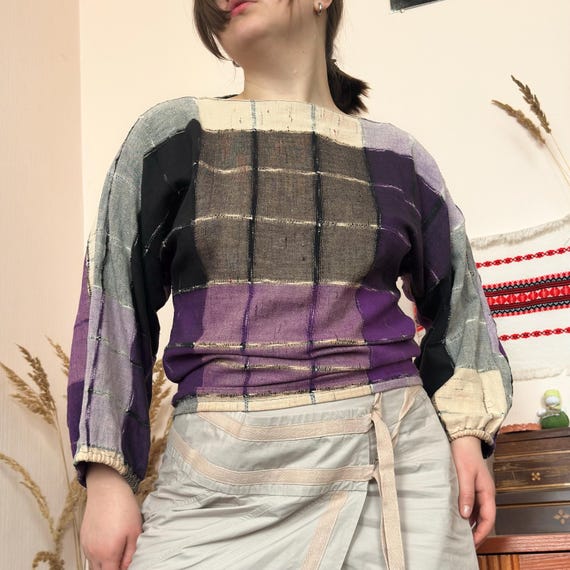 Vintage Patchwork Long Sleeve Top – Statement Han… - image 11