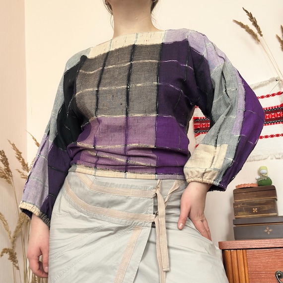 Vintage Patchwork Long Sleeve Top – Statement Han… - image 1