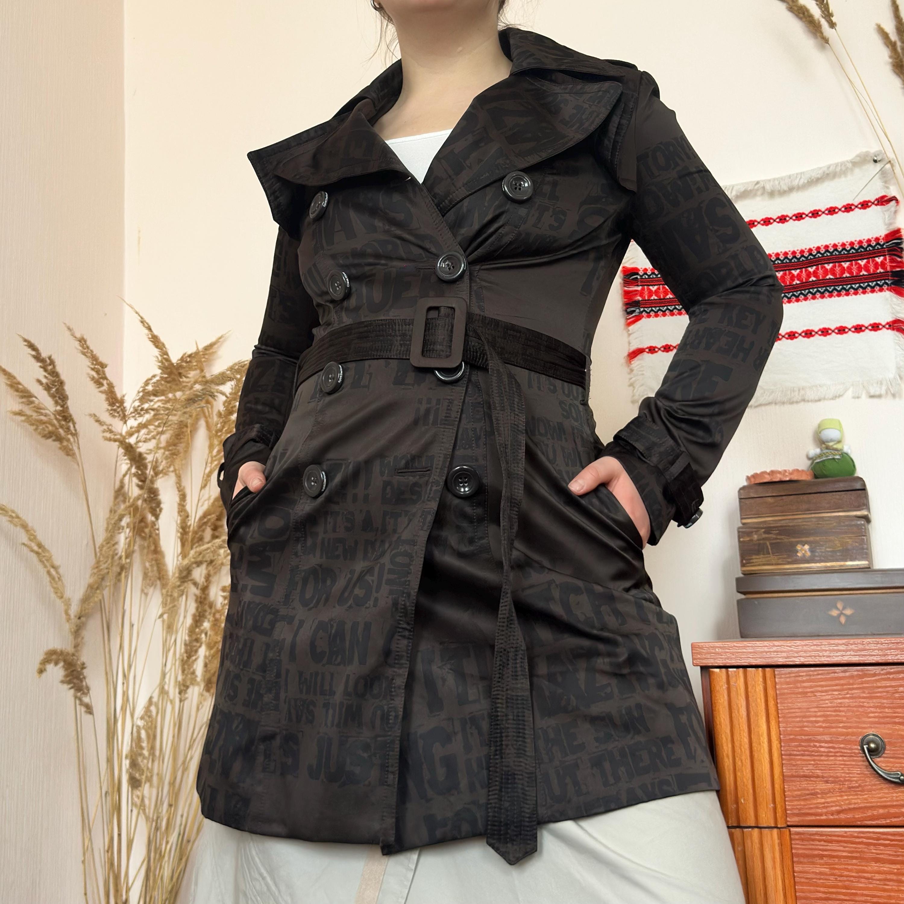 Manteau En Laine Bleu Desigual – Modèle Boutons Design Et Inserts Argent/or – Taille 36