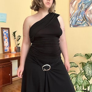 Y2K One Shoulder Black Tank Top: Asymmetrical Gothic Coquette Style