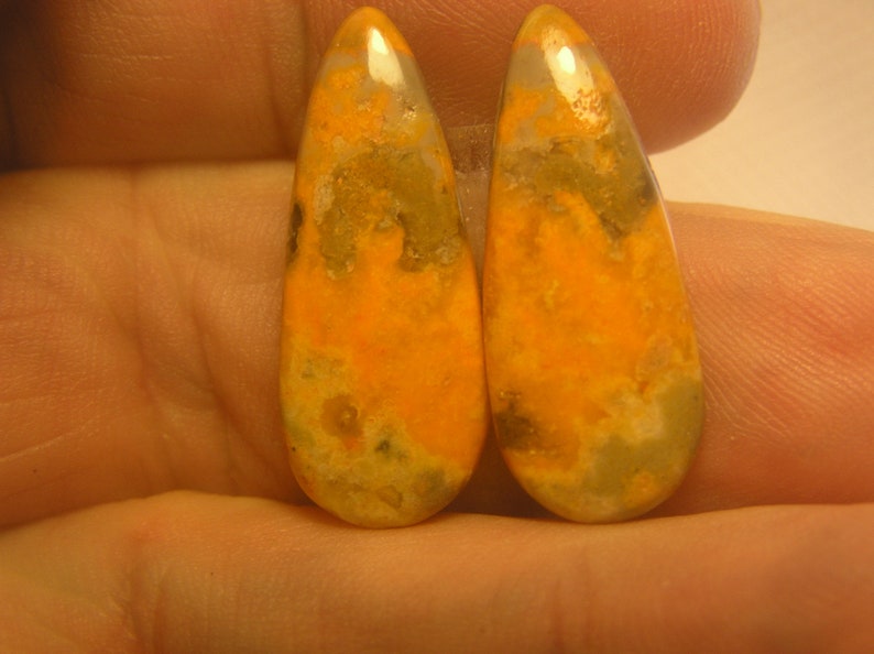 Bumblebee Jasper Freeform Designer Cabochons Pair