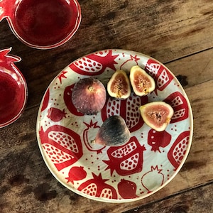 decorative plate, pomegranate, Ceramic plate, dessert plate, pottery plate