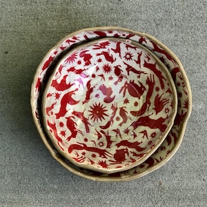 Keramische serveerschalen set, Housewarming cadeau, Red fox bowl, Jubileumgeschenken, Handgemaakt aardewerk, Huwelijksgeschenken, aardewerk kommen afbeelding 8