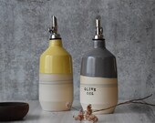 Olive oil bottle - olive oil dispenser - Large Ceramic oil bottle - Oil dispenser cruet - rustic modern kitchen
