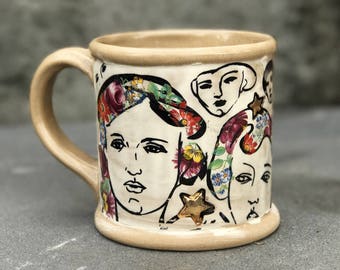 Pottery coffee mug, feminist mug, women empowerment, large Teacup, handmade pottery mug, Gifts for women, MADE TO ORDER