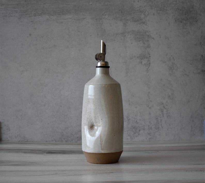 Large Ceramic oil bottle, Rustic farm house decor , olive oil bottle, Oil dispenser cruet, housewarming gift, wedding gift