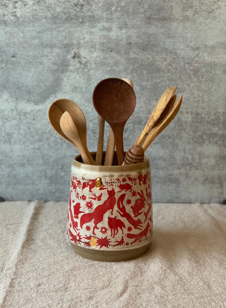 Keramik-Utensilienhalter Goldfarben – 13x16 Cm, Für Küchenarbeitsplatte
