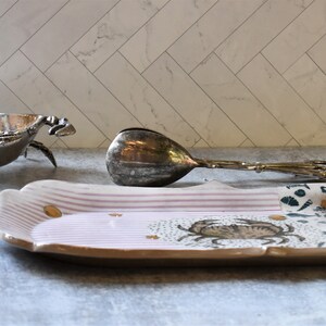 Handmade Ceramic serving platter, Crab Serving dish, Wedding gift, Crustacean decor image 6