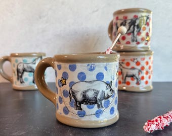 Farm animal mugs, large ceramic mug,