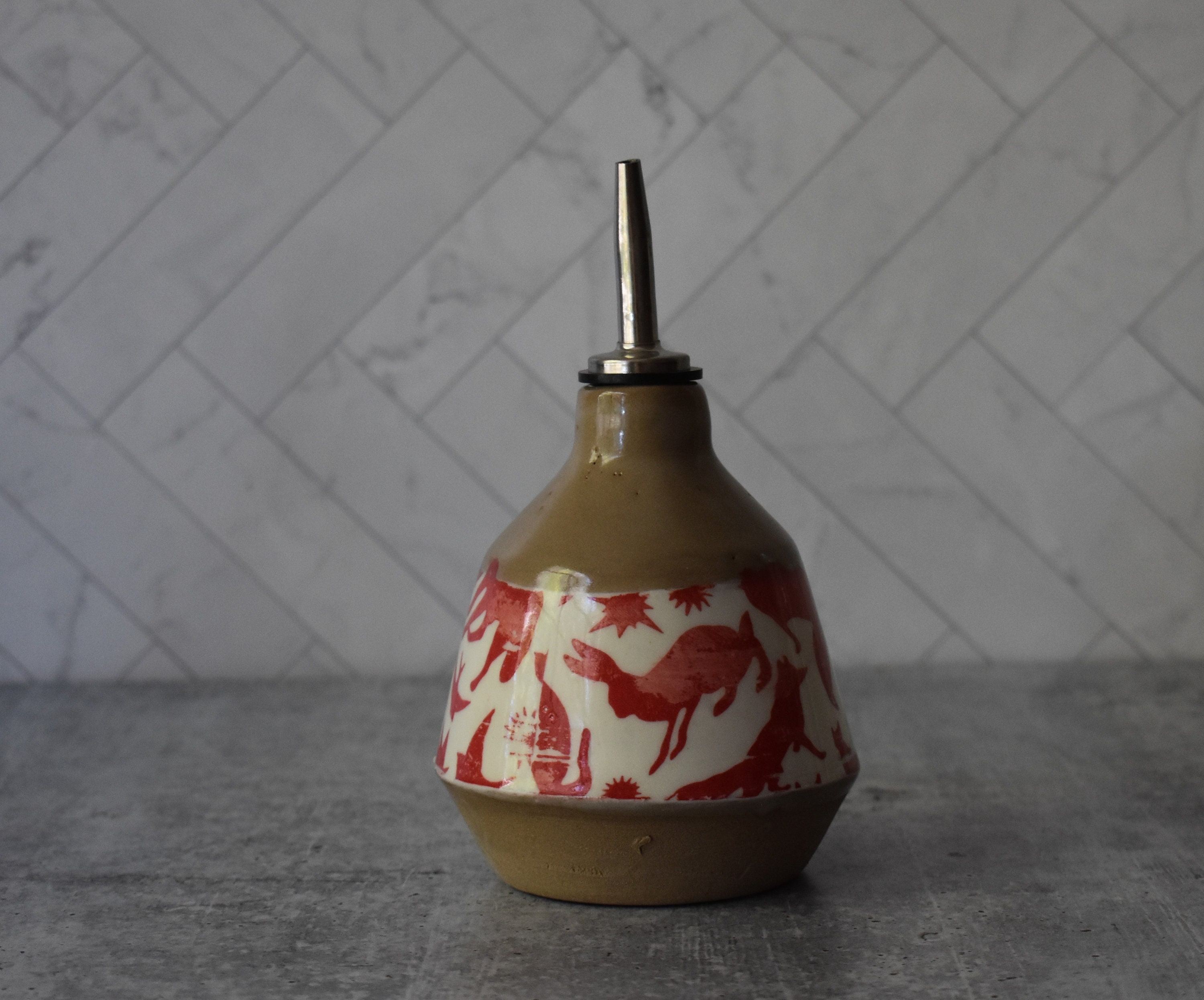 Ceramic Oil Bottle Ceramic Cruet Set Rustic Kitchen Olive Etsy