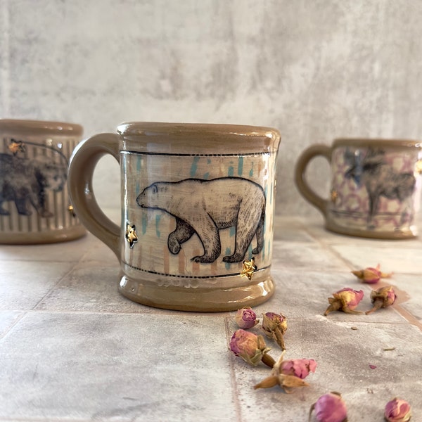 Ceramic coffee mug handmade, polar bear mug