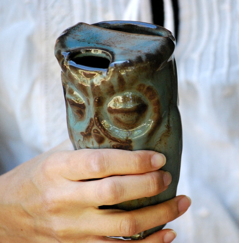 Tasse de voyage en céramique Tasse à café unique Tasse de voyage faite à la main Tasse écologique Tasse à café hibou Cadeau d'amateur de café image 5