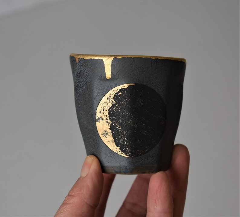 Moon Ceramic Espresso Cup, 4 oz cup , lunser moon phase cup, Macchiato cup, coffee lover gifts, Espresso mug image 2