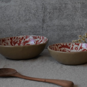 Keramische serveerschalen set, Housewarming cadeau, Red fox bowl, Jubileumgeschenken, Handgemaakt aardewerk, Huwelijksgeschenken, aardewerk kommen afbeelding 6