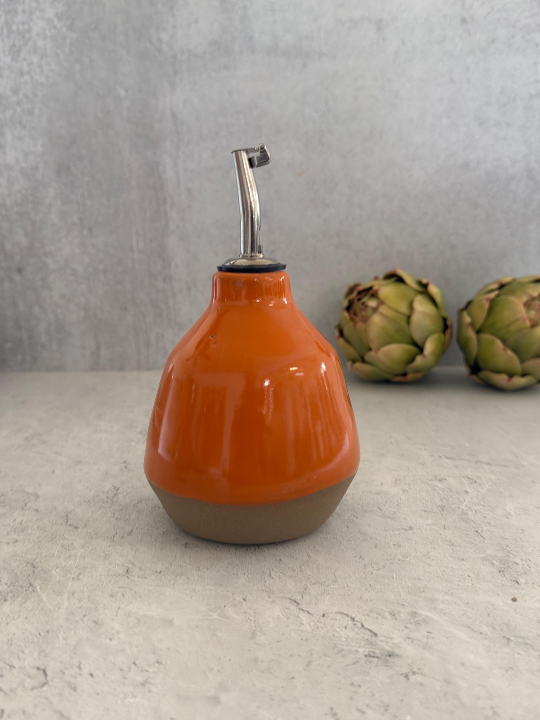 Ceramic Olive Oil Dispenser — Colorful Stoneware Cruet, 6oz - Etsy
