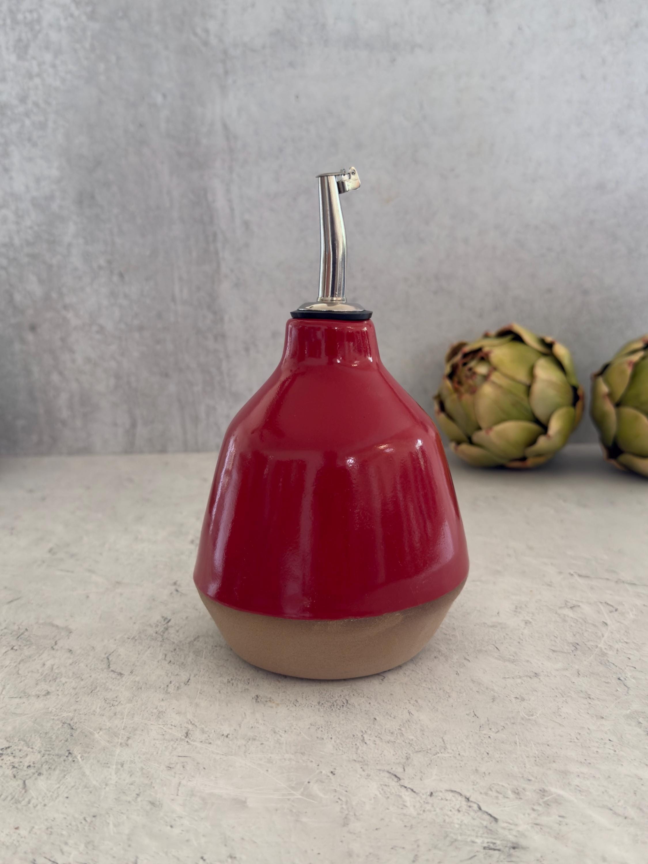 Ceramic Olive Oil Dispenser — Colorful Stoneware Cruet, 6oz - Etsy