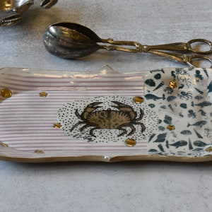 Handmade Ceramic serving platter, Crab Serving dish, Wedding gift, Crustacean decor image 4