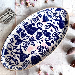 Handmade ceramic serving dish, charcuterie board, Vanity tray