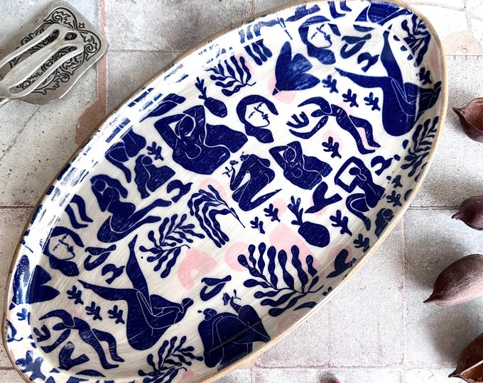 Handmade ceramic, charcuterie tray, Matisse platter